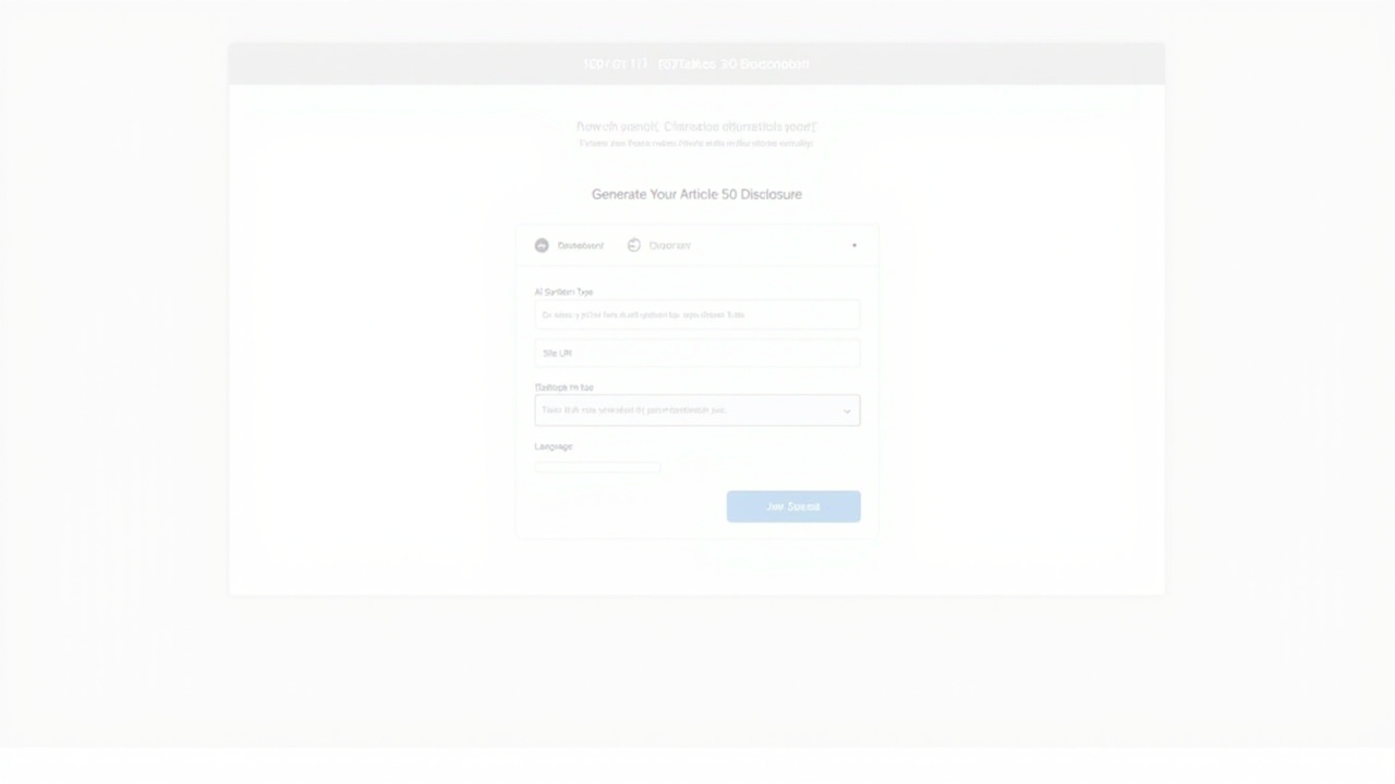 Generator form: AI System Type, Feature Description, Site URL, Language