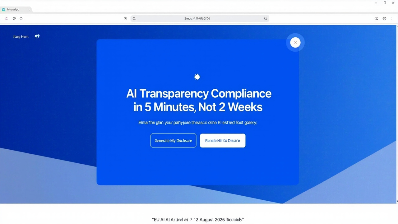 Hero section: AI Transparency Compliance in 5 Minutes